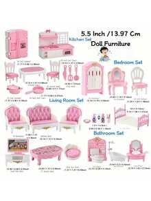 MINKOJA Mini Furniture Set For Children's Play House, Including Living Room, Bedroom , Kitchen, And Bathroom Accessories, Suitable For Kindergarten,Kids Kitchen Set,Doll House Girls,Kids Bedroom,American Girl Doll Furniture,Kitchen,Easter,Easter Gift,Childen's Day,Kids Pretend Toys - Multicolor - View 10