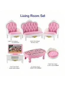 MINKOJA Mini Furniture Set For Children's Play House, Including Living Room, Bedroom , Kitchen, And Bathroom Accessories, Suitable For Kindergarten,Kids Kitchen Set,Doll House Girls,Kids Bedroom,American Girl Doll Furniture,Kitchen,Easter,Easter Gift,Childen's Day,Kids Pretend Toys - Multicolor - View 7