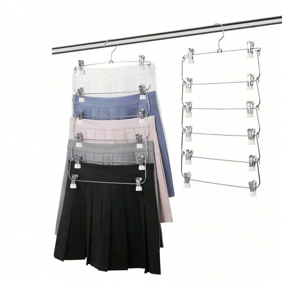 6-Layer Metal Skirt Clip, White, Minimalist & Practical Multi-Function - Black and White - View 1