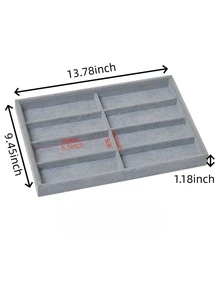 Sunglasses Storage Box, Beige Ice-Patterned Eyeglass Rack - Suitable For Both Men And Women (8 Compartments), 8 Ice-Patterned Compartments Are Used For Storing Glasses And Jewelry, Made Of Polyester Fiber Material. - Tray - View 9