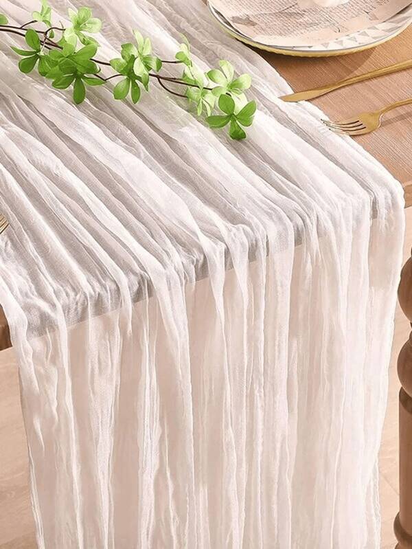 1/2/3/5PCS Polyester White Pleated Bohemian Style Tablecloth, For Festival Birthday Party Decorations, Wedding Supplies, Home Party Room Table Decorations