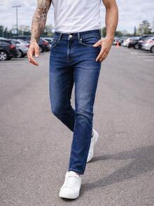 Jeans de Mezclilla Hombre Slim Fit Azul Casual Uso Diario - AZUL - Ver 3