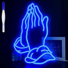 This Is A Praying Hands Pattern LED Neon Light, A Neon Light With A Praying Design Atmosphere. It Uses A USB Interface And Is Suitable For Use As A Billboard, Holiday Decoration, Bar Decoration, Party Atmosphere Decoration, Etc. - Multicolor - View 1