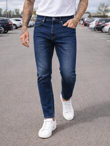 Jeans de Mezclilla Hombre Slim Fit Azul Casual Uso Diario - AZUL - Ver 1