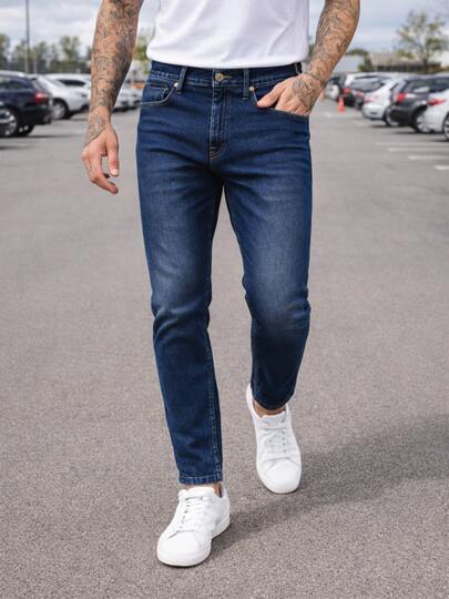 Jeans de Mezclilla Hombre Slim Fit Azul Casual Uso Diario