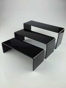 Bộ giá trưng bày acrylic 3/4/5 món, màu đen, dùng để đựng đồ sưu tầm, bánh ngọt, tượng nhỏ, bánh cupcake và kẹo que, kệ để bàn hình chữ nhật nhiều tầng, thích hợp để trang trí nhà cửa, nhà bếp, văn phòng, ký túc xá. - màu đen - Xem 2