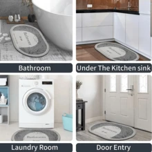 1pc Slogan Graphic Bath Rug Home Bathroom Decor Floor Carpet Outdoor Rug Door Mat Fall Decor Bathroom Accessories Back To School Entryway Decor - Grey - View 5