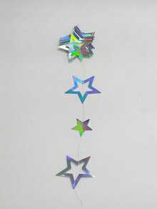 3.7 米 12.1 英尺闪光纸横幅生日派对装饰第一个 1 岁生日银星花环成人婚礼婴儿洗礼毕业新年装饰派对装饰挂饰闪光激光切割星形镂空星星可立即用于生日婚礼节日用品 - 銀色 - 查看 7