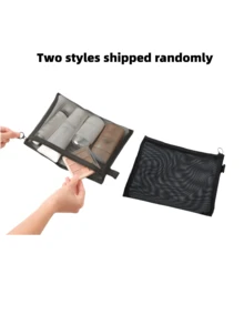 1 件化妆品收纳袋，透明网状化妆品收纳袋，便携式，适用于旅行收纳、办公和学校用品、返校圣诞节节日礼物、波西米亚风 - 黑色 - 查看 9