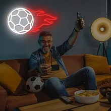 New Football Fire Pattern LED Ambience Light - Dual Color Creative Lamp USB Powered, Perfect For Festival, Bedroom, Party, Dating & Gift Idea - Multicolor - View 10
