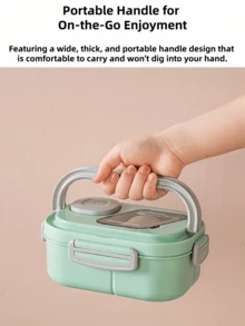 3pcs Lunch Box Set, Including Lunch Box, Insulated Bag, Breakfast Cup, Suitable For Work, School, And Outdoor Transportation, Lunch Box, Salad Cup, Insulated Suit. Partitioned Lunch Box, Back-To-School Season Student Supplies, Lunch Box, Lunch Bag. - Multicolor - View 8