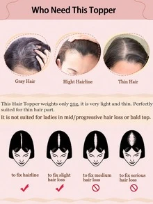 Pieza superior de cabello humano virgen con clips color marrón oscuro, piezas de cabello para mujeres con cabello ralo o pérdida de cabello - S4/27 - Ver 8