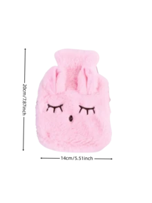 Plush Squinting Rabbit Fur Hand Warmer, Removable And Washable, Water-Filled Hot Water Bag - Multicolor - View 2