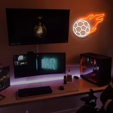 New Football Fire Pattern LED Ambience Light - Dual Color Creative Lamp USB Powered, Perfect For Festival, Bedroom, Party, Dating & Gift Idea - Multicolor - View 6