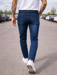 Jeans de Mezclilla Hombre Slim Fit Azul Casual Uso Diario - AZUL - Ver 2