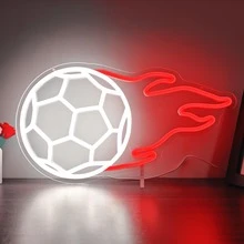 New Football Fire Pattern LED Ambience Light - Dual Color Creative Lamp USB Powered, Perfect For Festival, Bedroom, Party, Dating & Gift Idea - Multicolor - View 8