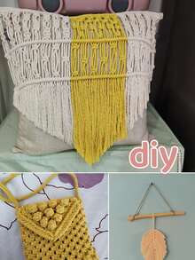 1条3毫米100米DIY手工编织绳/流苏绳/装饰绳/挂毯线/捆扎绳/工艺用品套装 - 霧霾藍 - 查看 6