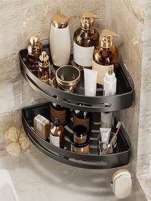 3 Pieces, Space Saving Triangular Corner Shelf - Durable Wall Mounted Bathroom Shampoo, Shower Gel And Cosmetics Storage Rack - Easy To Install, Non-Slip Design, Corner Shower Box, Corner Shower Shelf, Shower Shelf For Indoor Shower, Simple Shower Corner Shelf, Corner Storage Rack For Bathroom, Bathroom Corner Shelf, Shower Shelf - Black - View 8