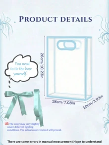 10 Reusable Transparent Plastic Gift Bags PP Material With Ribbons For Wedding Birthday Party Baby Shower Small Business Packaging Must Have Supply - Baby Blue - View 6