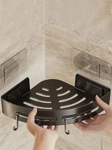 3 Pieces, Space Saving Triangular Corner Shelf - Durable Wall Mounted Bathroom Shampoo, Shower Gel And Cosmetics Storage Rack - Easy To Install, Non-Slip Design, Corner Shower Box, Corner Shower Shelf, Shower Shelf For Indoor Shower, Simple Shower Corner Shelf, Corner Storage Rack For Bathroom, Bathroom Corner Shelf, Shower Shelf - Black - View 5