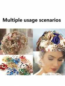 1包约50颗金色缝制水钻，混合形状玻璃宝石金属爪缝纫铆钉水钻水晶，银色 - 多色混彩 - 查看 5