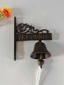 1个复古锈棕色铸铁门铃，铁艺“欢迎”标志，适合墙面或庭院装饰 - 鏽棕色 - 查看 6