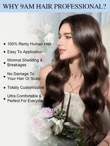 20pcs Straight Tape In 100% Human Hair Extension For Salon Silky Seamless Invisible Balayage Chocolate Brown To Highlight Caramel Blonde For Thin Hair Woman Top Quality Highlight Color Hair Extensions Longlasting Hair Flower Hair Clip - S6/613 - View 11