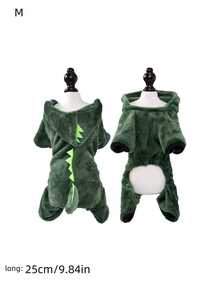 1PC Pet Dinosaur Costumes Coat For Dog & Cat, Winter Warm And Soft Fleece Hoodie Outfit, Cats Clothing - Dark Green - View 11
