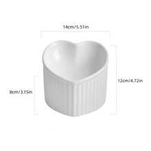 1pc Heart Shaped Ceramic Elevated Cat Bowl, Raised Tilted Cat Food Bowl Anti-Vomiting Drinking Dish Bowl For Neck Protection - 200ml - View 2