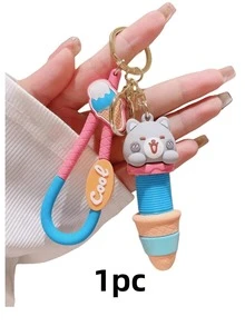 Móc khóa hình động vật kéo ra giảm căng thẳng (1 cái/2 cái/3 cái), phụ kiện túi hình thỏ dễ thương (màu ngẫu nhiên), móc khóa xe hơi tinh tế và đơn giản. - Nhiều màu - Xem 10