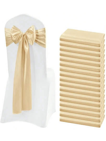 1/6/10 piezas, Correas decorativas para respaldo de silla de satén color champán, Cinturón de lazo de seda para respaldo de silla, Correas decorativas para respaldo de silla para fiestas y bodas, Adecuado para decoración de cumpleaños, eventos, hoteles, restaurantes, ceremonias y banquetes