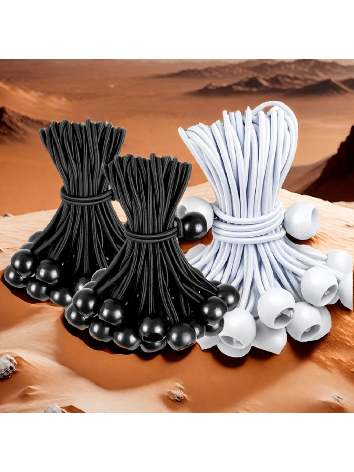 50pcs Outdoor Camping Tent Fixed Elastic Rope Plastic Ball High Elastic Rope Tied Elastic Ball, Trampoline Beach Net Elastic Rope Strap - Multicolor - View 1