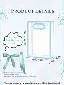 10 Reusable Transparent Plastic Gift Bags PP Material With Ribbons For Wedding Birthday Party Baby Shower Small Business Packaging Must Have Supply - Baby Blue - View 8