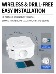 1PC New Square Smart RGB Light, A Human Body Induction Magnetic Night Light, And A Rechargeable Cat-Eye Ambient Light - متعدد الألوان - مشاهدة 2