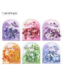 一套 6 张防水贴纸，图案为盛开的花朵和飘浮的云朵，适合用于日记和公告板印刷。 - 彩色 - 查看 11