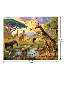1pc Party Table Decoration Banners, Photo Props, Tropical Desert And African Jungle Wildlife Photography Backgrounds - Multicolor - View 7