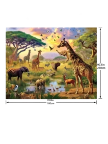 1pc Party Table Decoration Banners, Photo Props, Tropical Desert And African Jungle Wildlife Photography Backgrounds - Multicolor - View 10