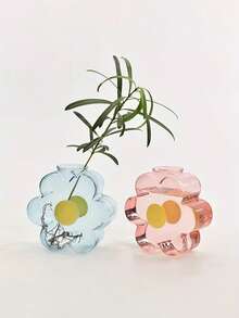 Joivida 1个透明彩色硼硅玻璃花瓶，创意设计，水培插花小花瓶，客厅餐桌水培插花摆件，彩色花瓶，水培玻璃花瓶，透明彩色插花用具，餐桌装饰摆件 - 彩色 - 查看 6