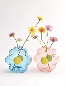 Joivida 1个透明彩色硼硅玻璃花瓶，创意设计，水培插花小花瓶，客厅餐桌水培插花摆件，彩色花瓶，水培玻璃花瓶，透明彩色插花用具，餐桌装饰摆件 - 彩色 - 查看 4