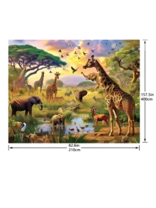 1pc Party Table Decoration Banners, Photo Props, Tropical Desert And African Jungle Wildlife Photography Backgrounds - Multicolor - View 8