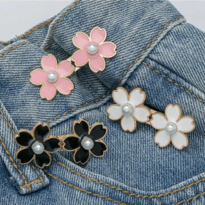 1/2 Paar Sakura Taillenkn öpfe, verstellbare und abnehmbare Taillenshaping Knöpfe, zum Anpassen der Taille von Jeans oder als Bekleidungszubehör, ohne Nähen der Knöpfe.