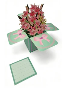 Joivida 1 Pc Greeting Cards 2 Styles Wine/Flower Theme 3D Pop-Up Cards Stylish Creative Confession Cards For Couples Romantic Ritual Greeting Cards - Multicolor - View 7