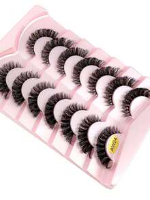 7对俄罗斯浓密型假睫毛，经典猫眼貂毛睫毛，D卷翘蓬松自然妆效，适合日常精致妆容。 - 自然纖長款 - 查看 3