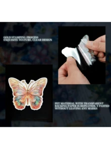 30张防水PET金箔和金属箔复古花叶儿童日记Kpop小卡贴纸 - 彩色 - 查看 4