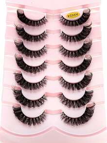 7对俄罗斯浓密型假睫毛，经典猫眼貂毛睫毛，D卷翘蓬松自然妆效，适合日常精致妆容。 - 自然纖長款 - 查看 4