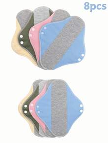 8-Pack Reusable Sanitary Pads - 7.9 X 9-Inch Graphene Pads With Wings, Washable Cloth Pads For Postpartum, Period Underwear, Menstrual Underwear, Postpartum Underwear, Ideal Christmas Gift, Postpartum Essentials - Multicolor - View 1