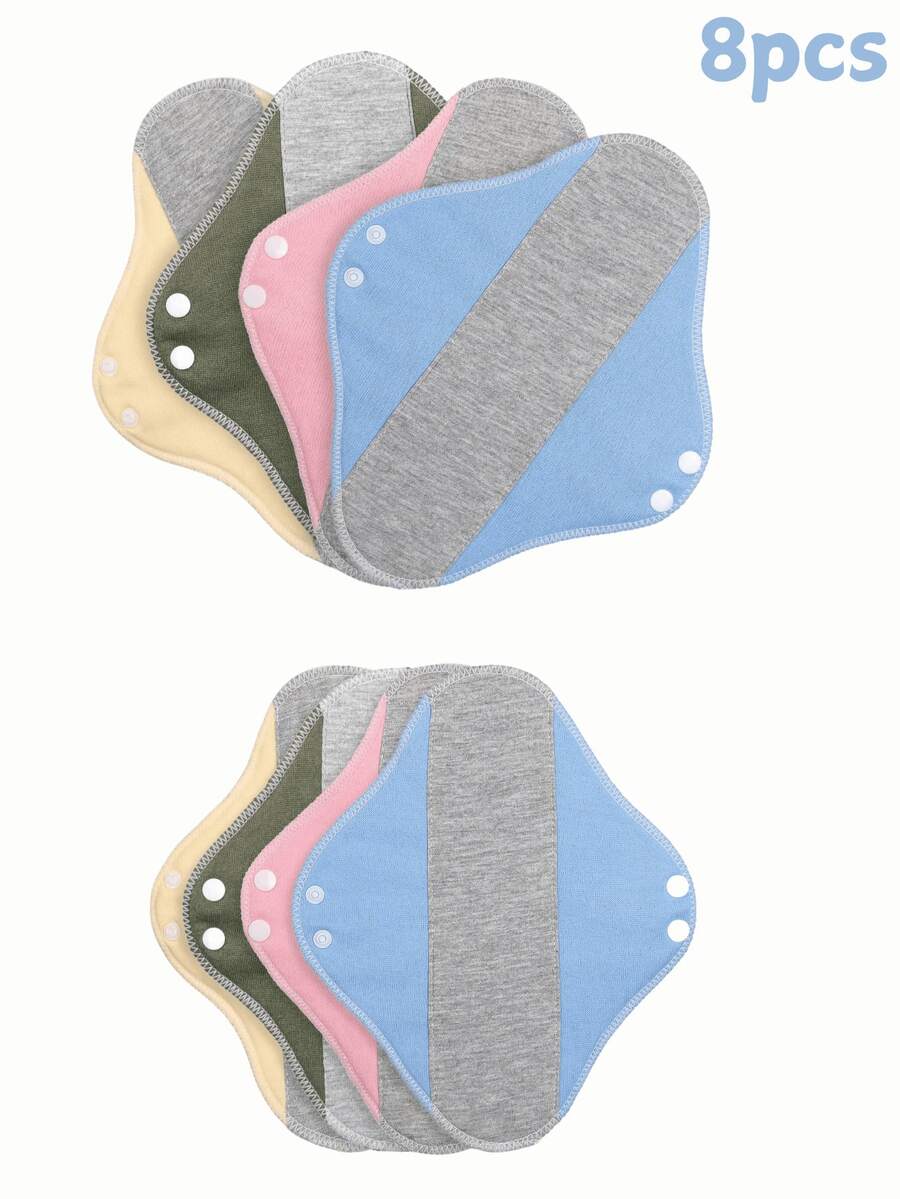 8-Pack Reusable Sanitary Pads - 7.9 X 9-Inch Graphene Pads With Wings, Washable Cloth Pads For Postpartum, Period Underwear, Menstrual Underwear, Postpartum Underwear, Ideal Christmas Gift, Postpartum Essentials - Multicolor - View 1