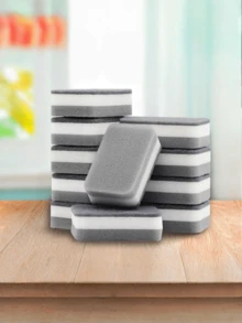 24件套清洁海绵、百洁布、方形抹布、简约洗碗巾、水槽/炉灶清洁布、抗菌可水洗清洁刷，厨房用品，小型厨房清洁工具 - 灰色 - 查看 1