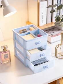 1pc Blue Jewelry Storage Box, Multi-Layer Makeup Organizer,Multi-Tier Valentine Day Sun Travel Cool Back To School - Pink - View 4