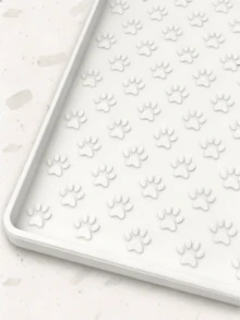 Silicone Many Paw Prints Pet Placemat - White - View 3